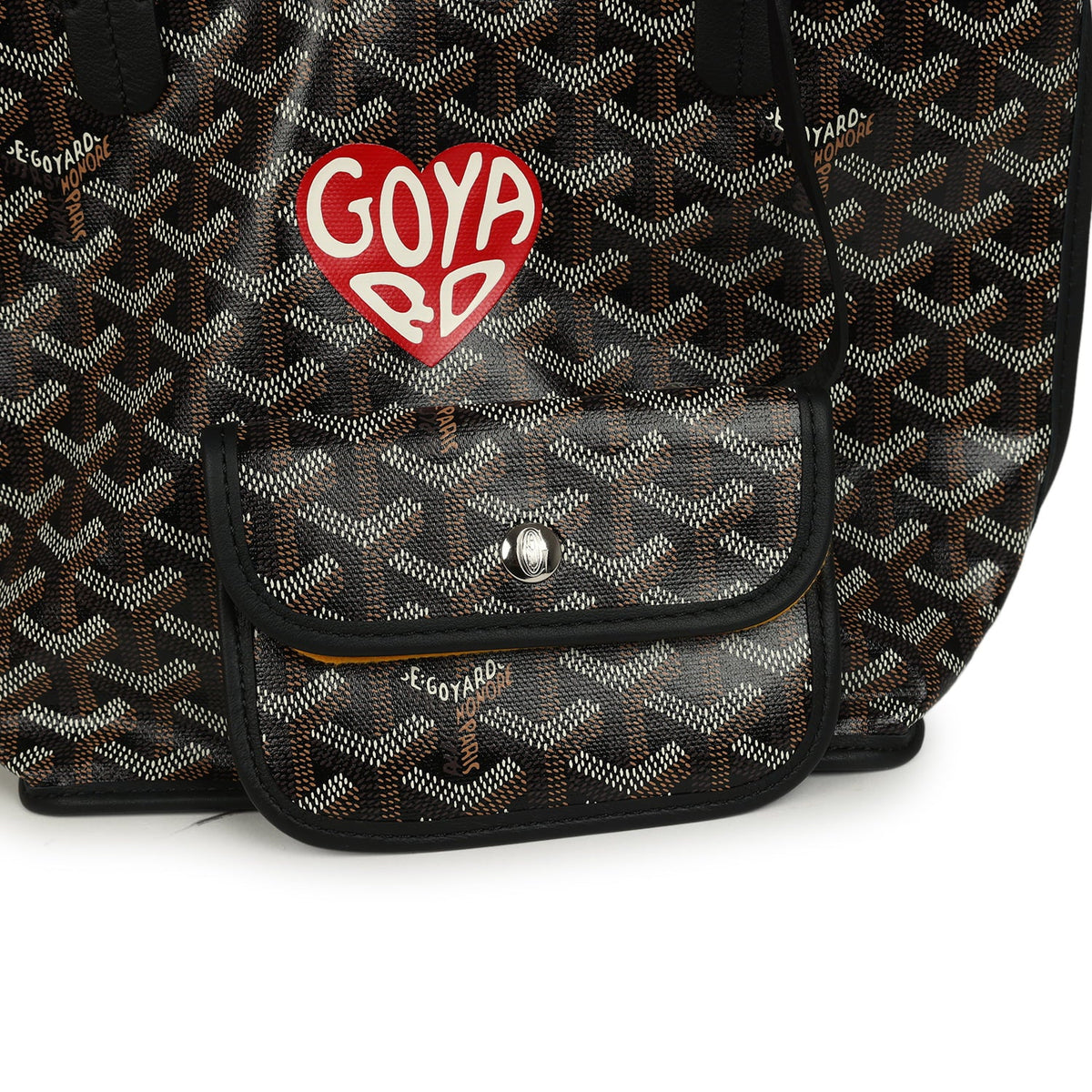 Goyard Goyardine Hand-Painted Heart Anjou Black Mini Bag Palladium Hardware