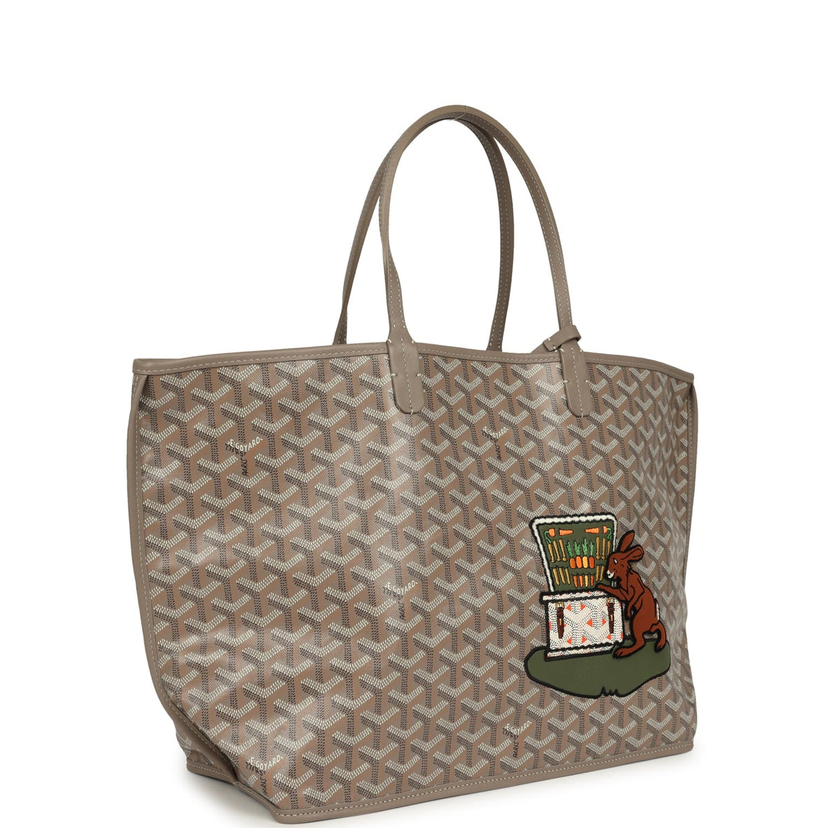 Goyard Goyardine Greige Anjou PM Embroidered Bunny Tote Palladium Hardware