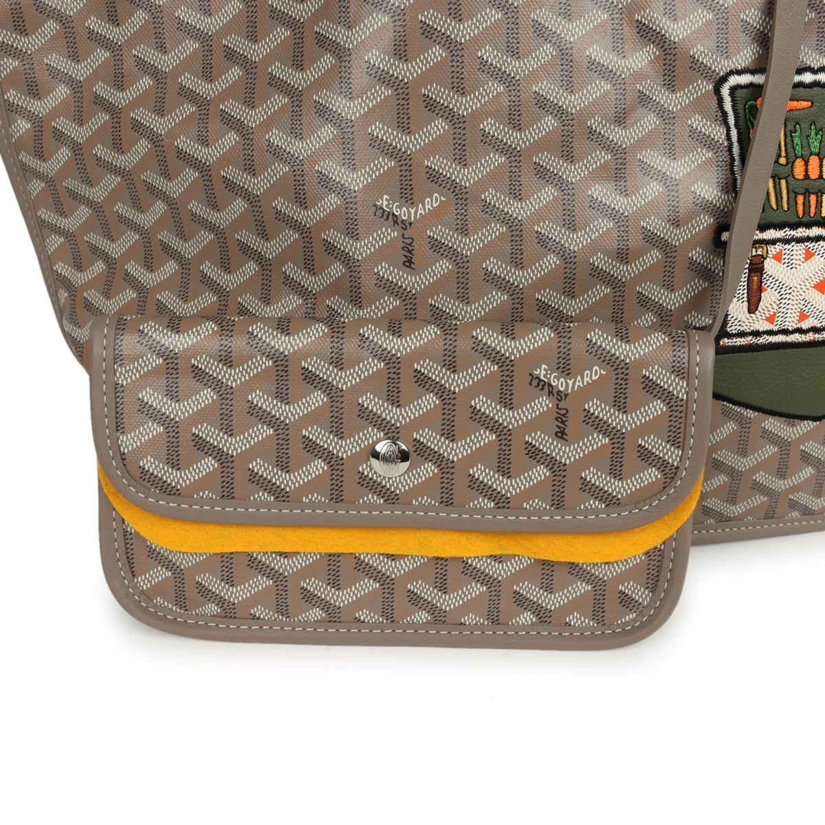 Goyard Goyardine Greige Anjou PM Embroidered Bunny Tote Palladium Hardware