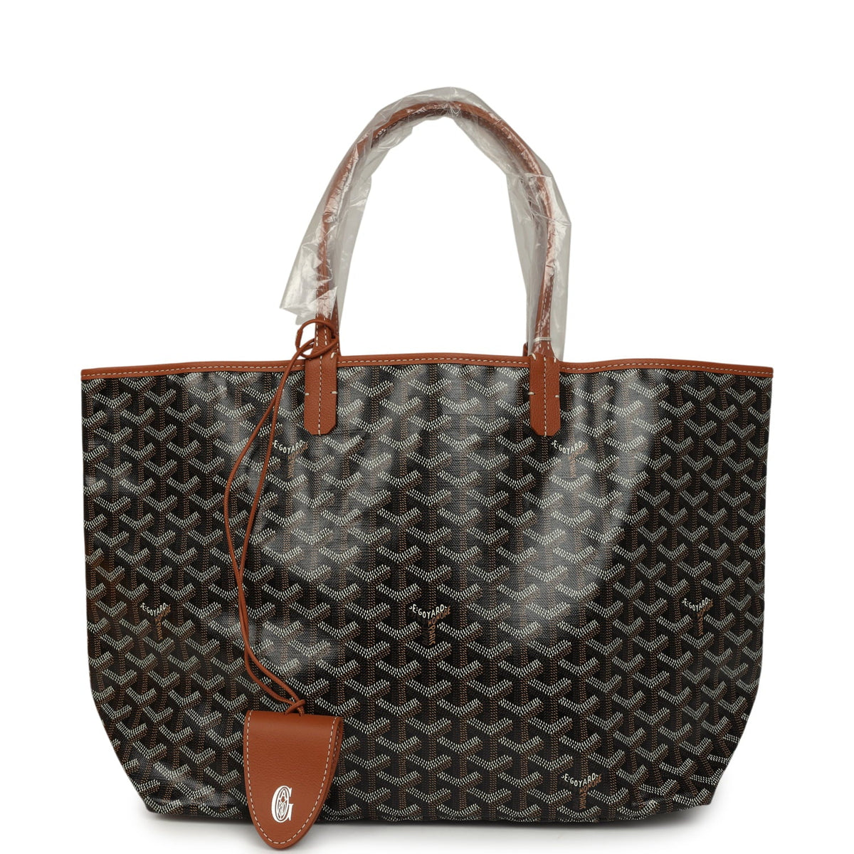 Goyard Goyardine Black and Brown Saint Louis PM Tote Bag Palladium Hardware