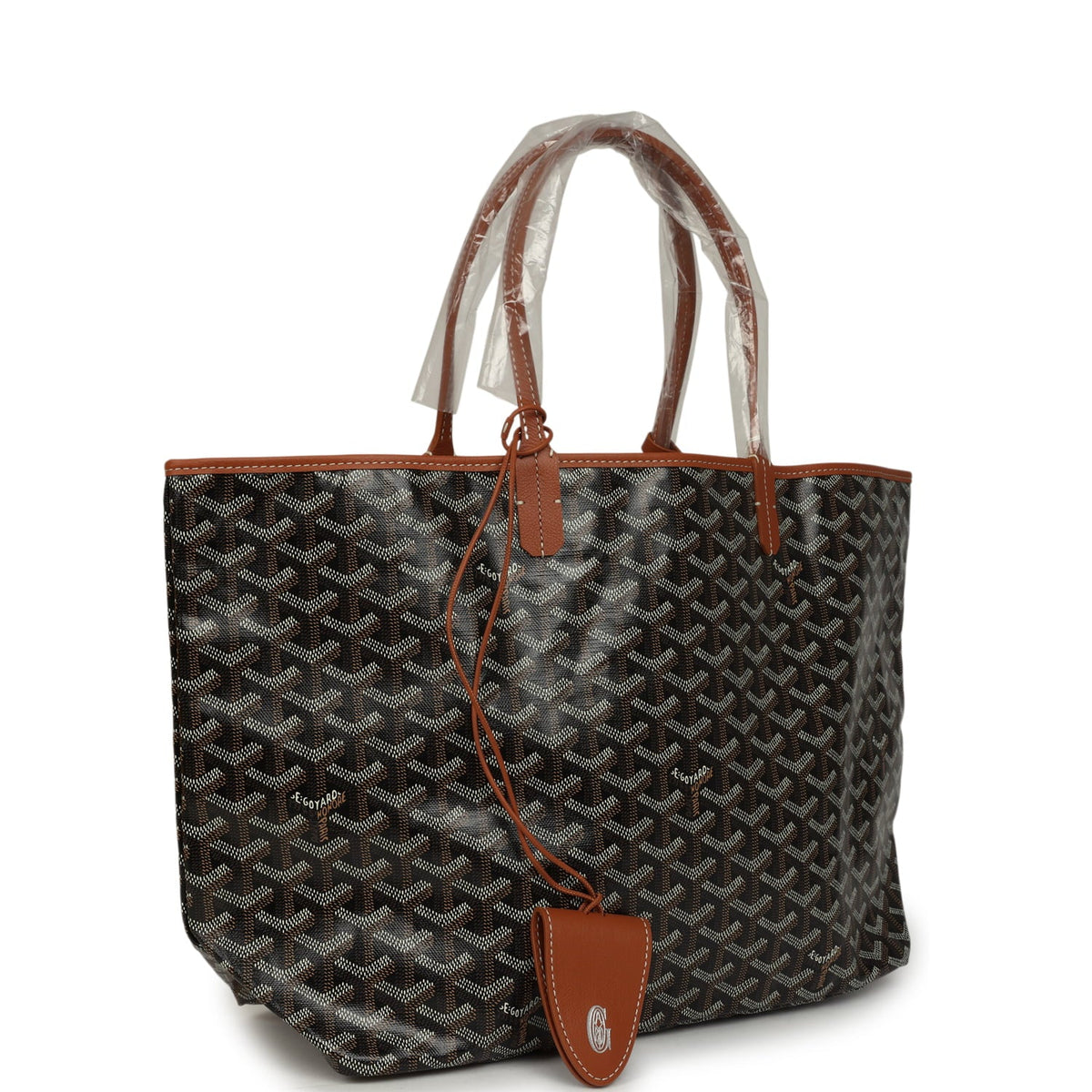 Goyard Goyardine Black and Brown Saint Louis PM Tote Bag Palladium Hardware