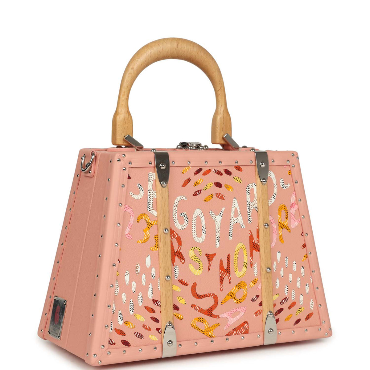Goyard Goyardine Canvas Saigon Mini Marquetry Trunk Bag Powder Pink Chevroches Calfskin Palladium Hardware