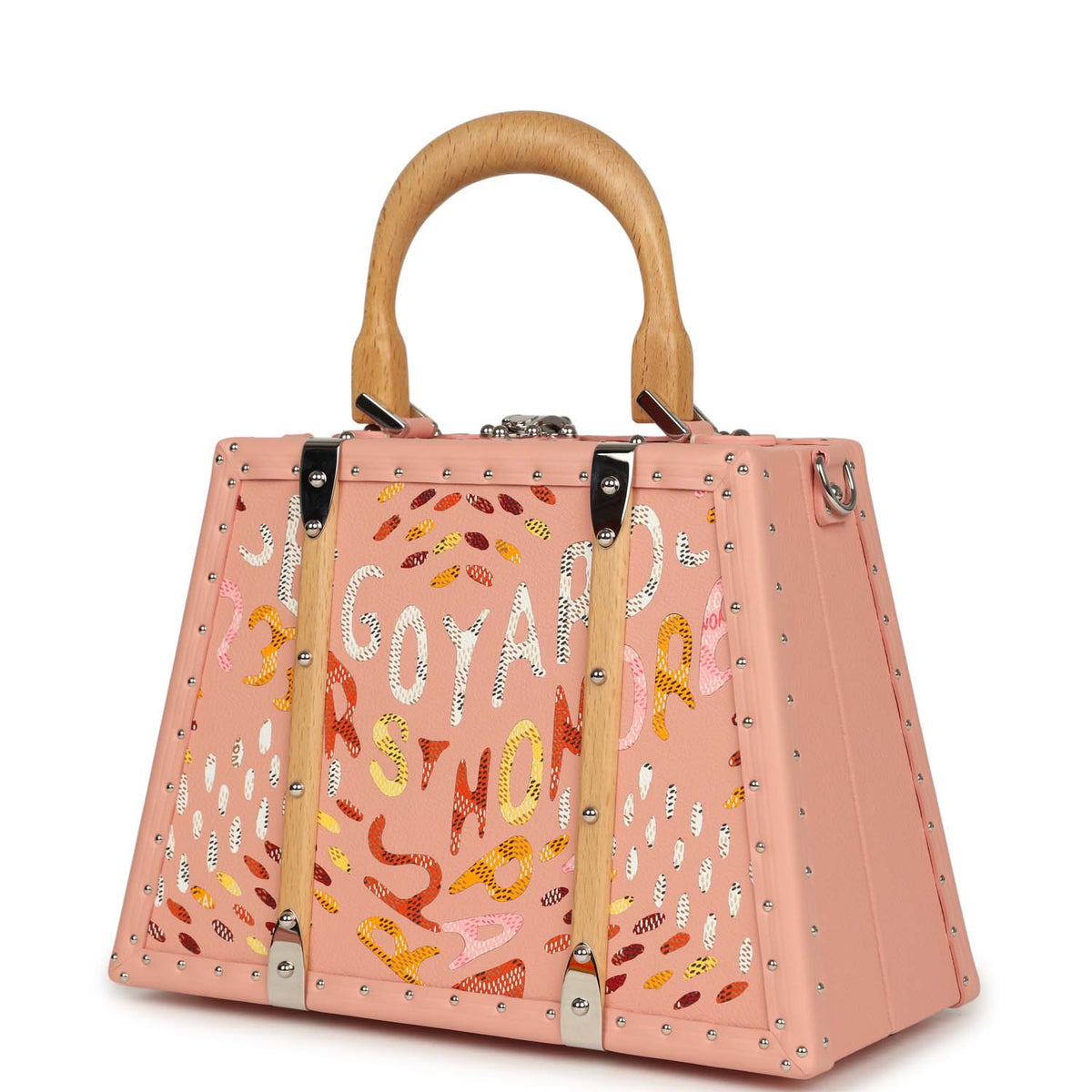 Goyard Goyardine Canvas Saigon Mini Marquetry Trunk Bag Powder Pink Chevroches Calfskin Palladium Hardware