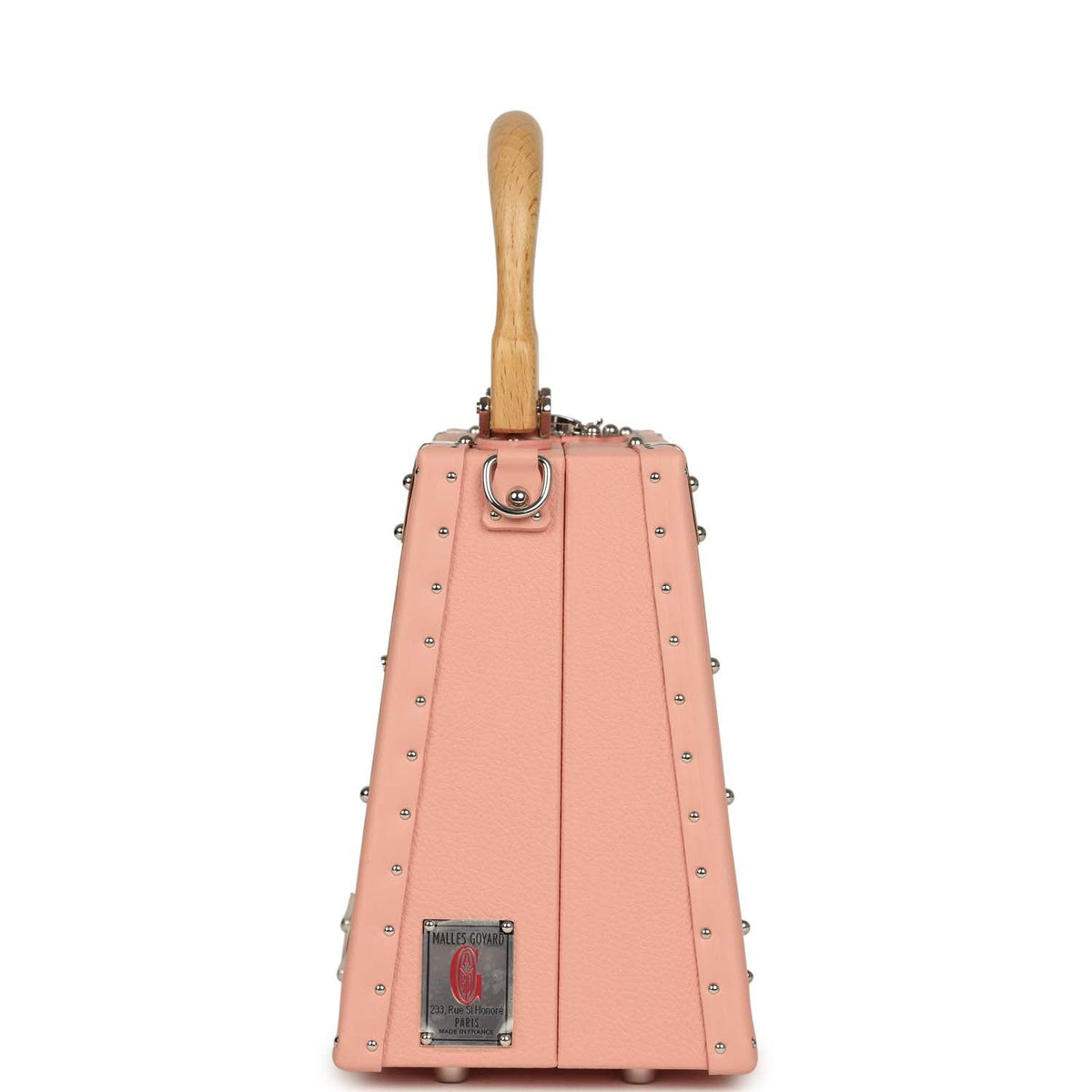 Goyard Goyardine Canvas Saigon Mini Marquetry Trunk Bag Powder Pink Chevroches Calfskin Palladium Hardware