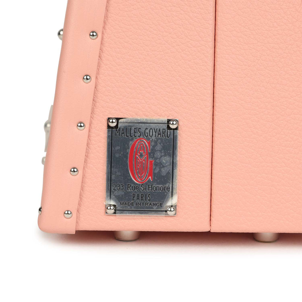 Goyard Goyardine Canvas Saigon Mini Marquetry Trunk Bag Powder Pink Chevroches Calfskin Palladium Hardware