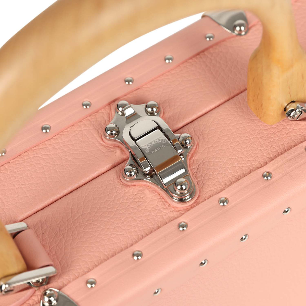 Goyard Goyardine Canvas Saigon Mini Marquetry Trunk Bag Powder Pink Chevroches Calfskin Palladium Hardware
