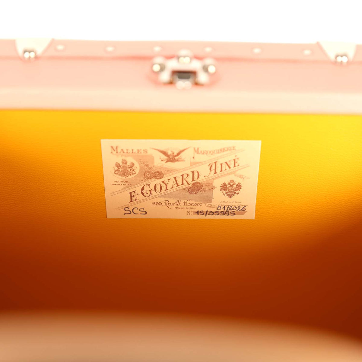 Goyard Goyardine Canvas Saigon Mini Marquetry Trunk Bag Powder Pink Chevroches Calfskin Palladium Hardware