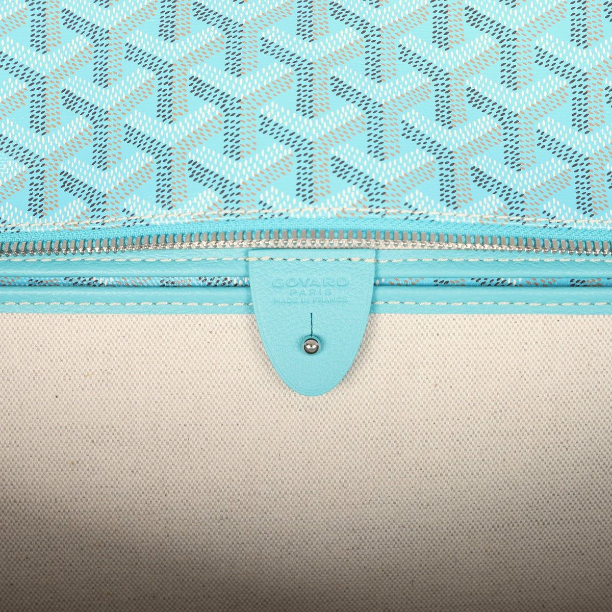 Goyard Goyardine Canvas Turquoise Artois GM Tote Palladium Hardware