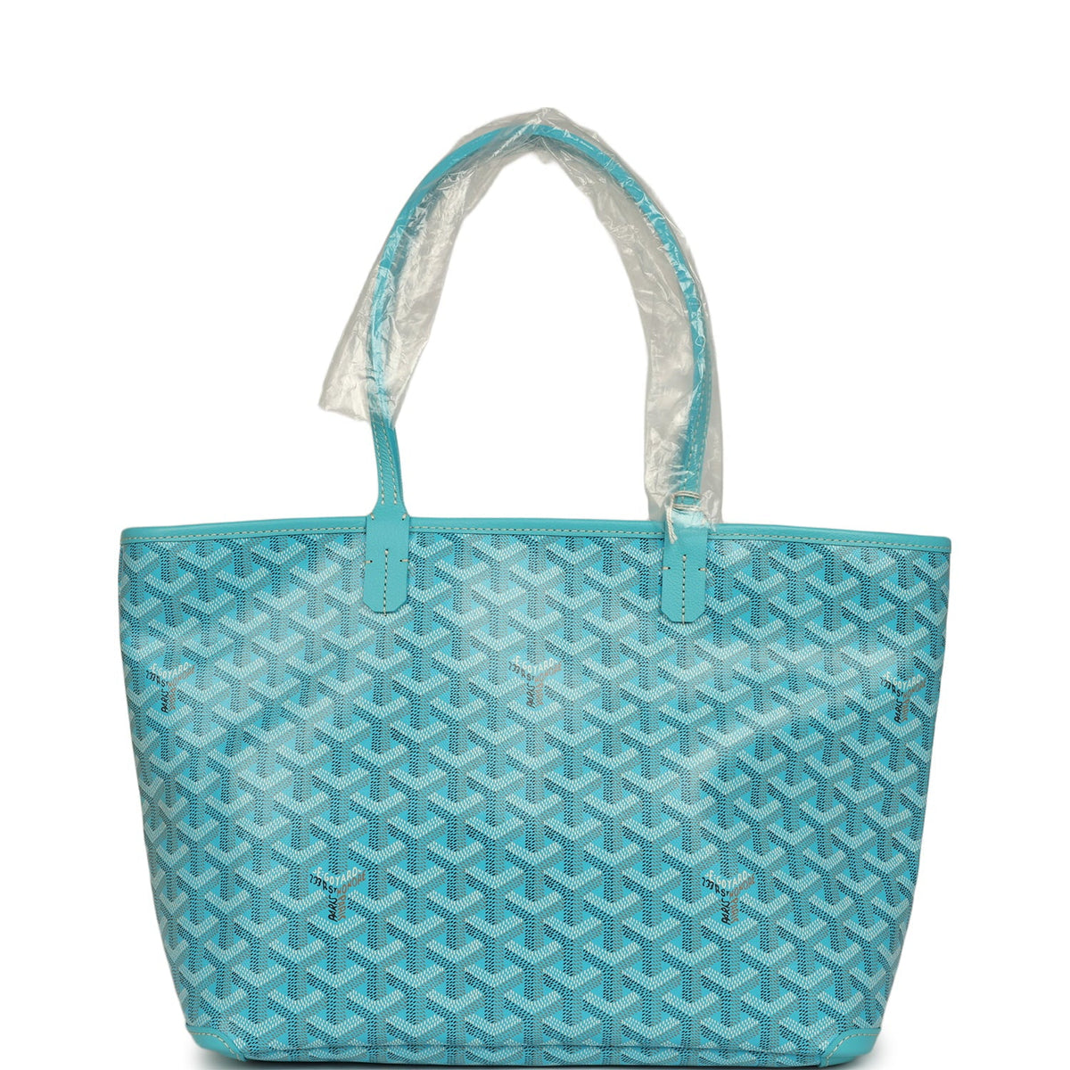 Goyard Goyardine Canvas Turquoise Artois PM Tote Palladium Hardware