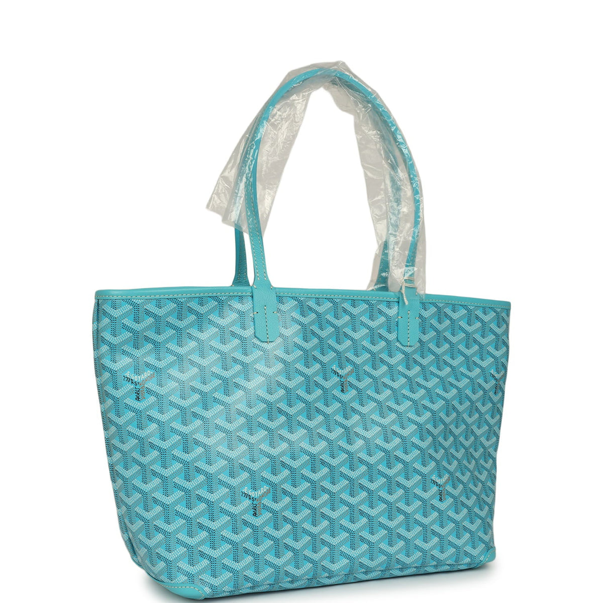 Goyard Goyardine Canvas Turquoise Artois PM Tote Palladium Hardware