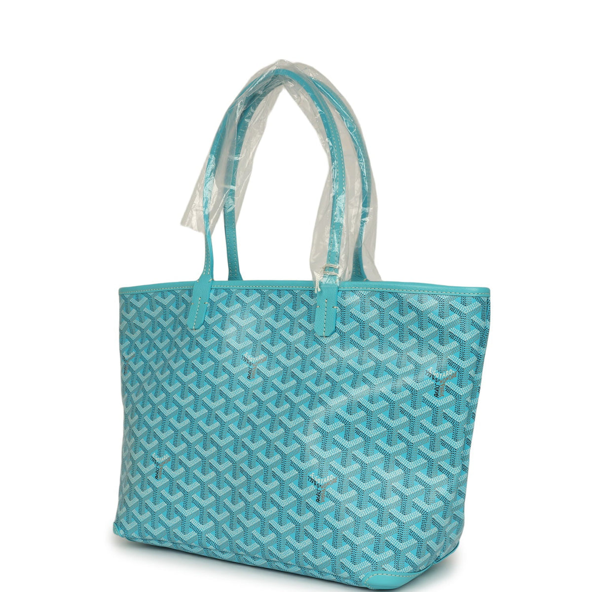 Goyard Goyardine Canvas Turquoise Artois PM Tote Palladium Hardware