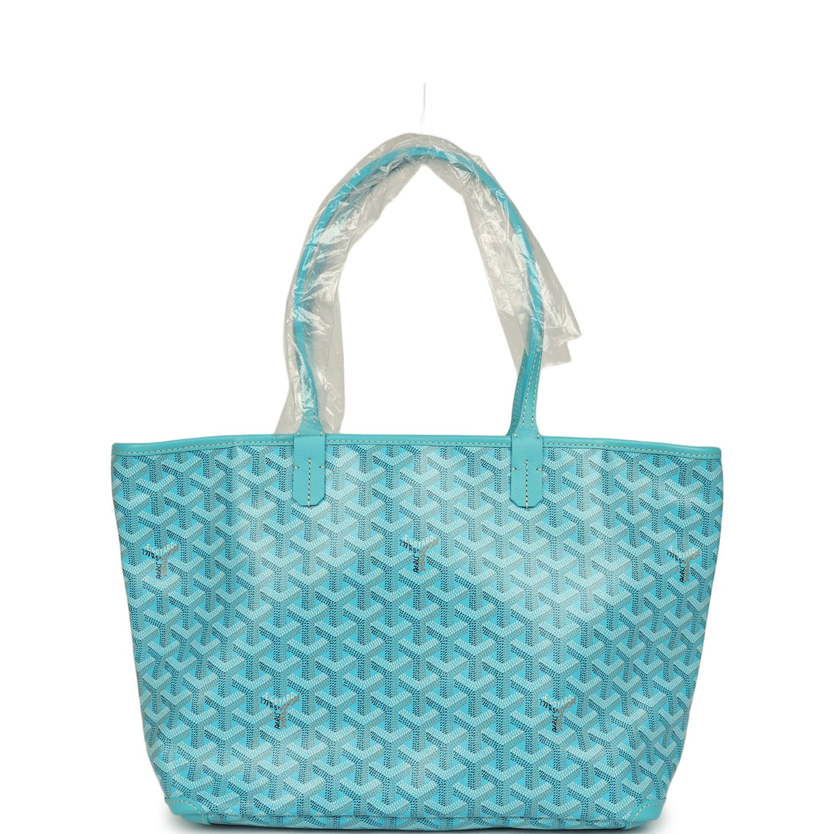 Goyard Goyardine Canvas Turquoise Artois PM Tote Palladium Hardware