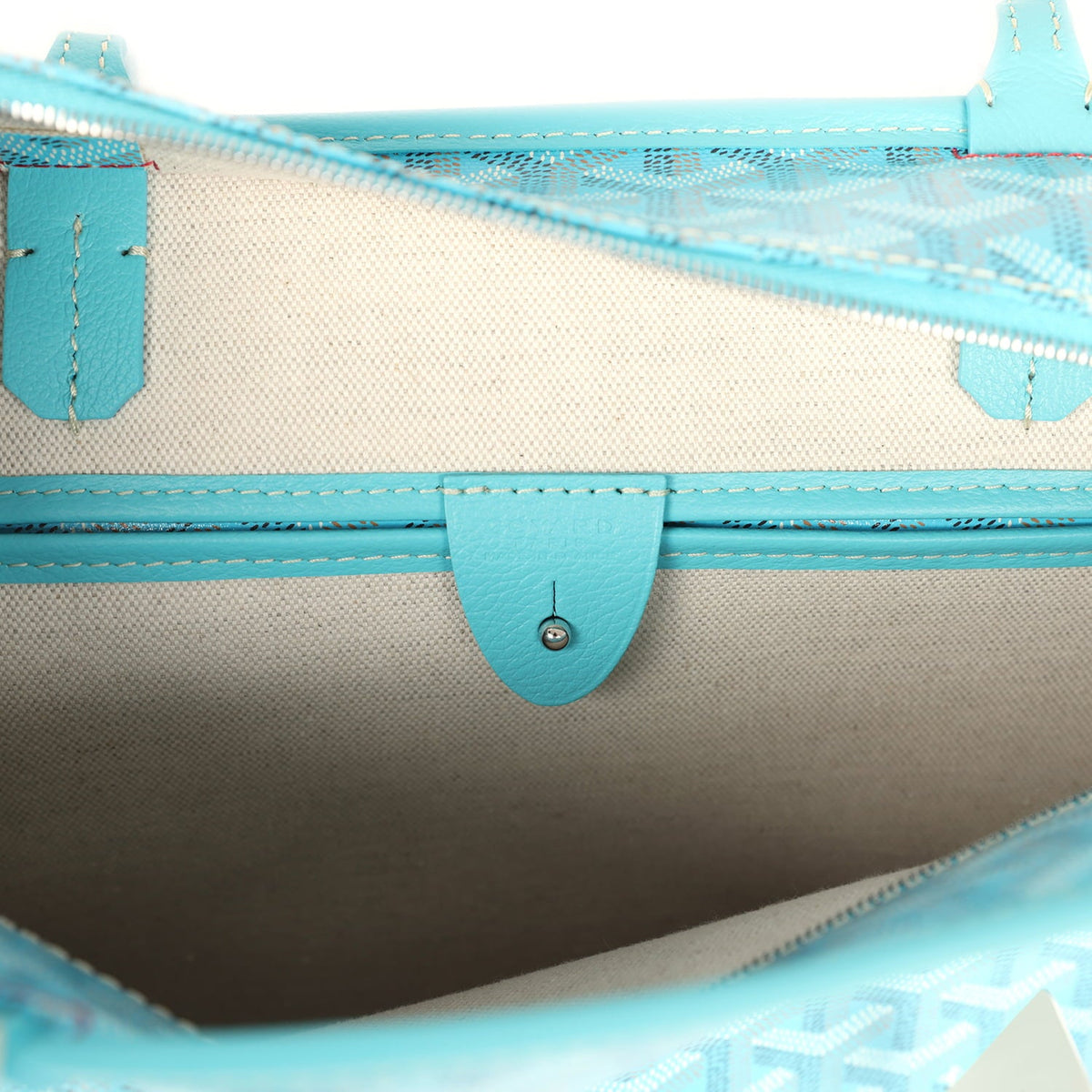 Goyard Goyardine Canvas Turquoise Artois PM Tote Palladium Hardware
