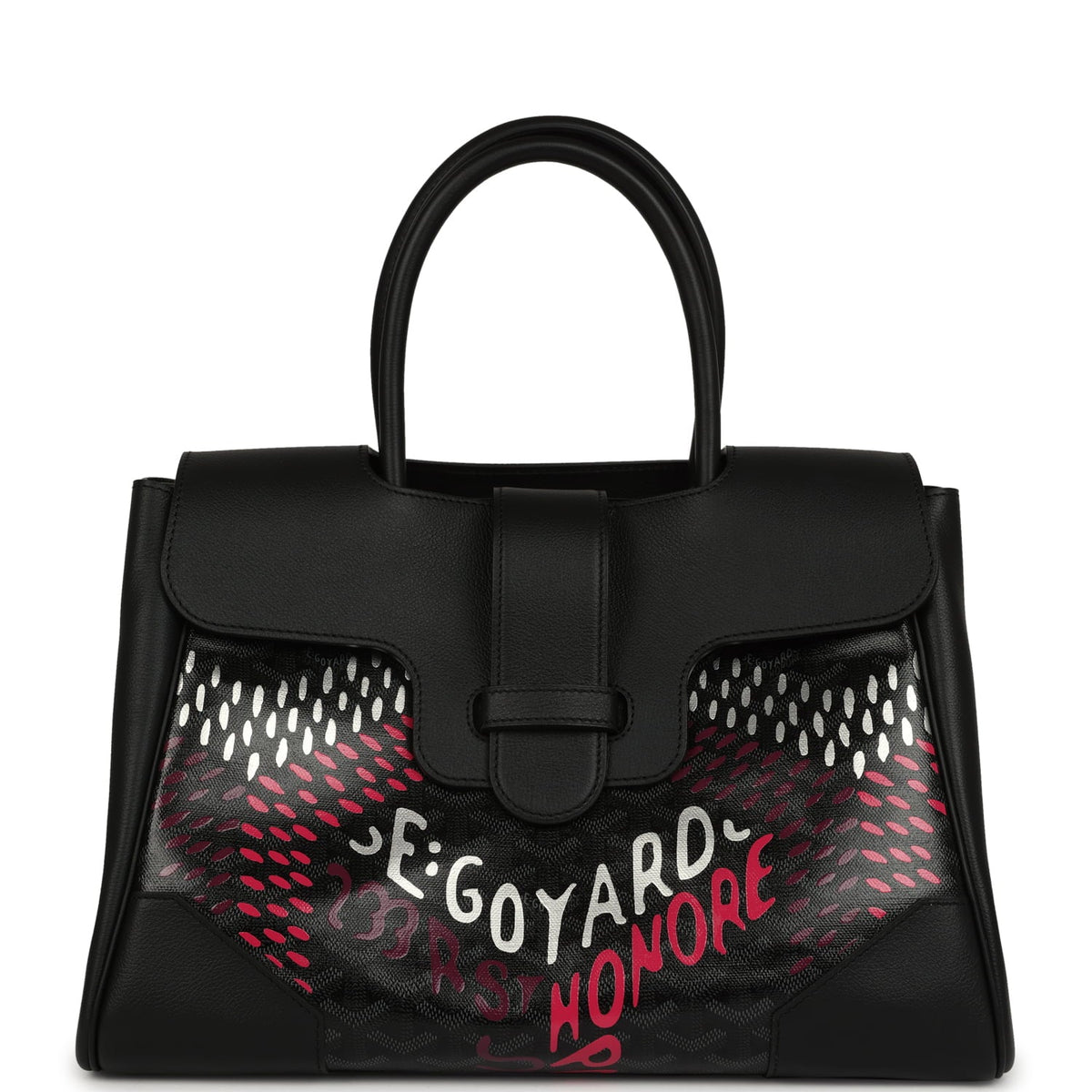 Goyard Saigon Tote "Charismatic Chevron" Jet Black Multicolored Goyardine Canvas Palladium Hardware