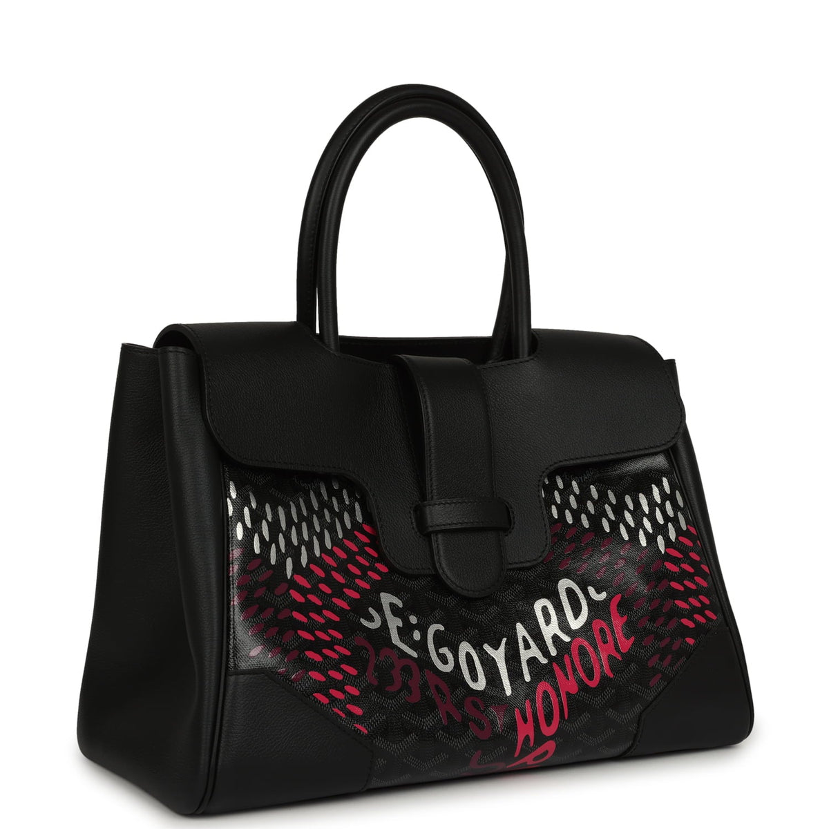 Goyard Saigon Tote "Charismatic Chevron" Jet Black Multicolored Goyardine Canvas Palladium Hardware