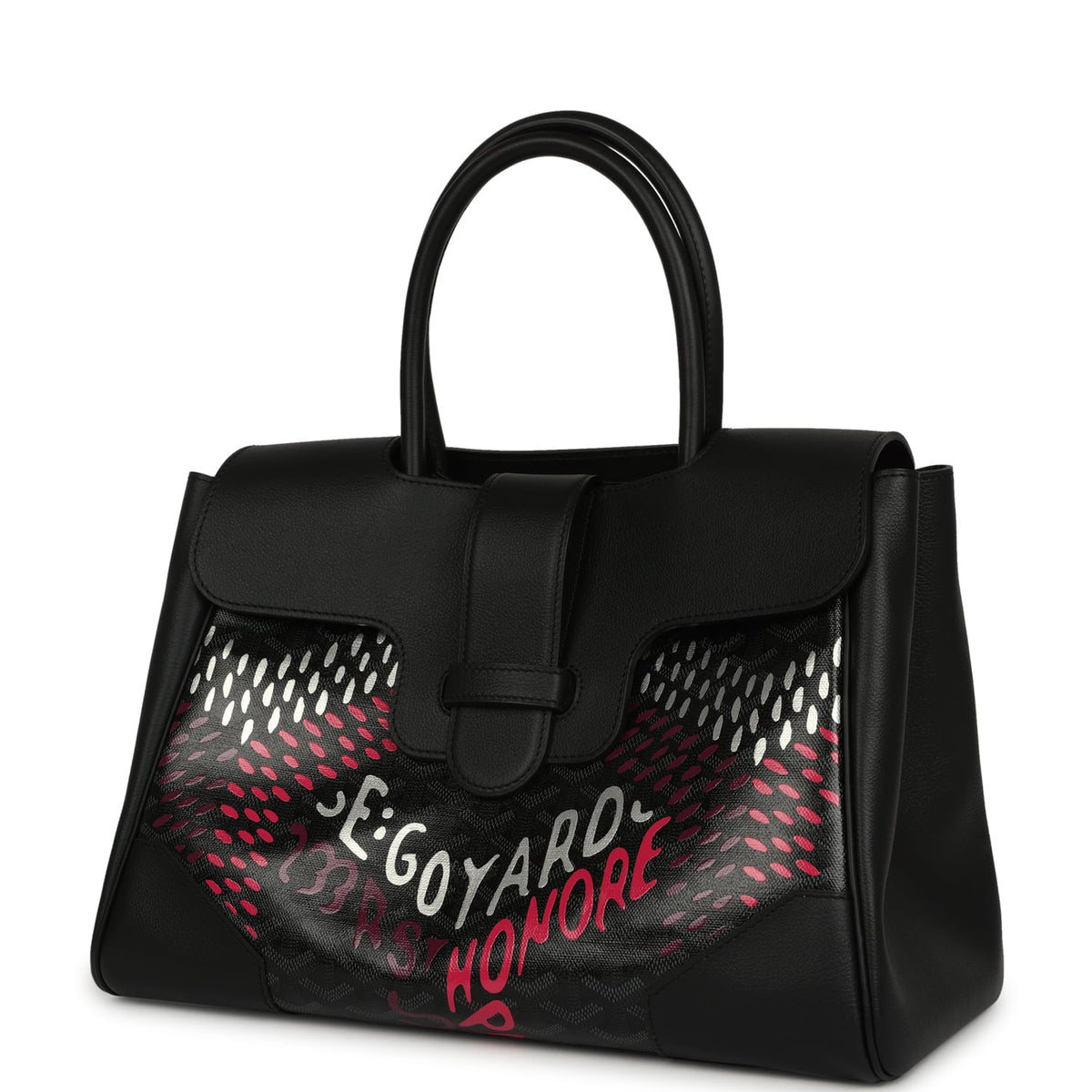 Goyard Saigon Tote "Charismatic Chevron" Jet Black Multicolored Goyardine Canvas Palladium Hardware