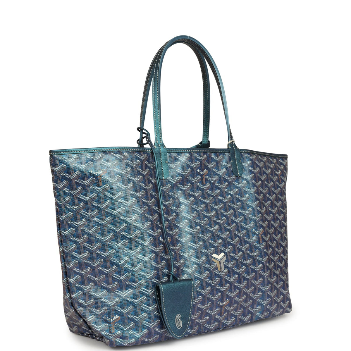 Goyard Goyardine Pearly Blue Saint Louis PM Tote Bag Palladium Hardware