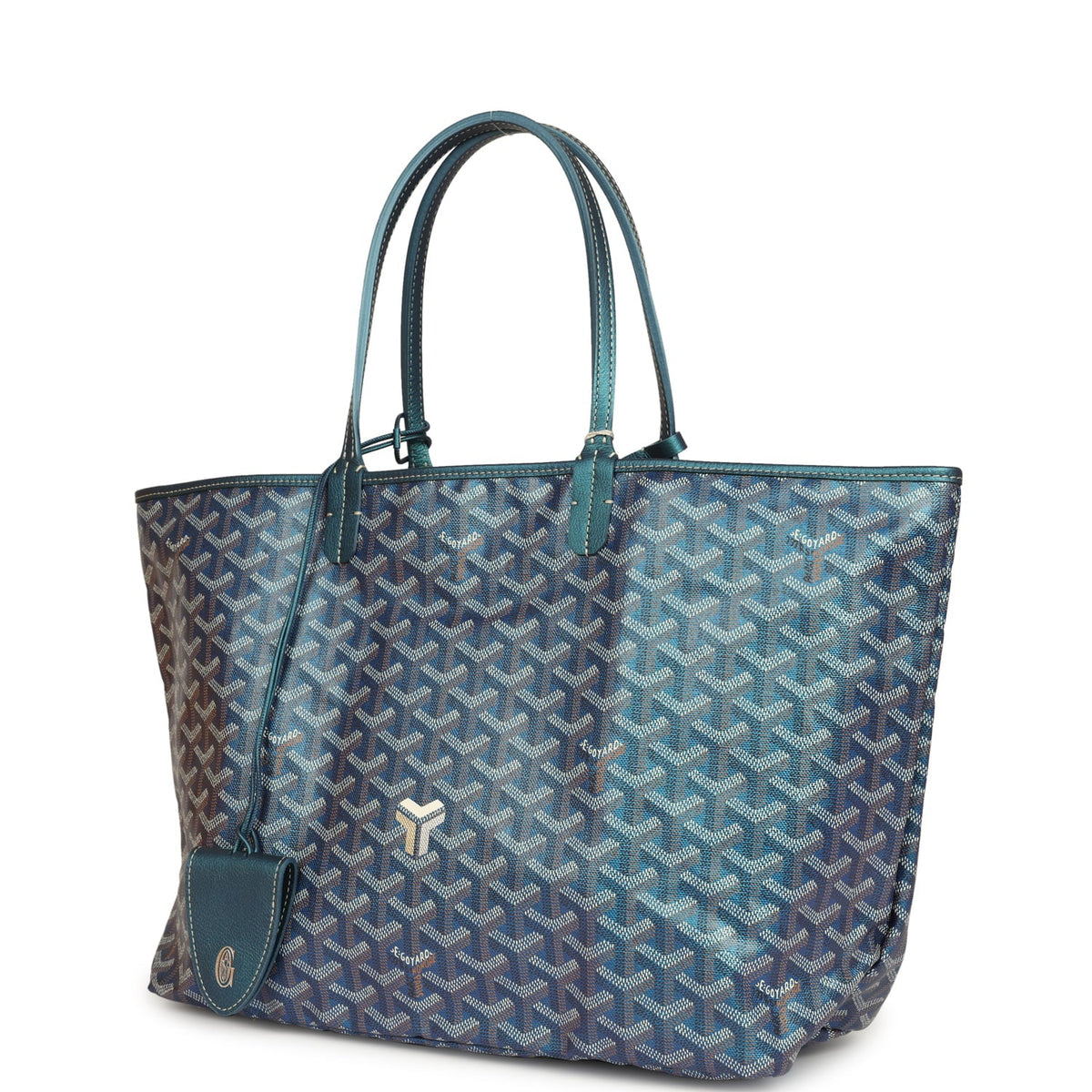 Goyard Goyardine Pearly Blue Saint Louis PM Tote Bag Palladium Hardware