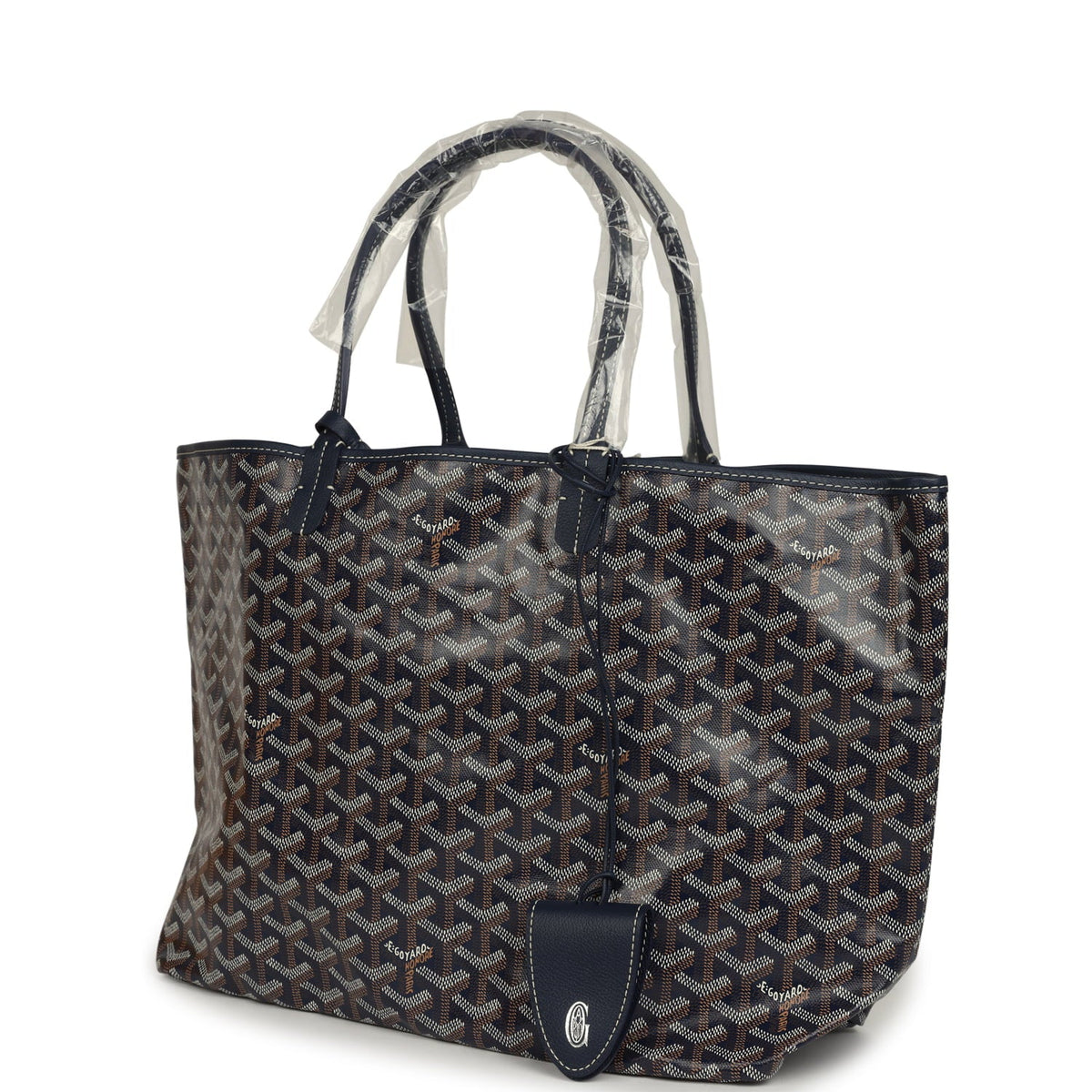Goyard Goyardine Navy Saint Louis PM Tote Bag Palladium Hardware