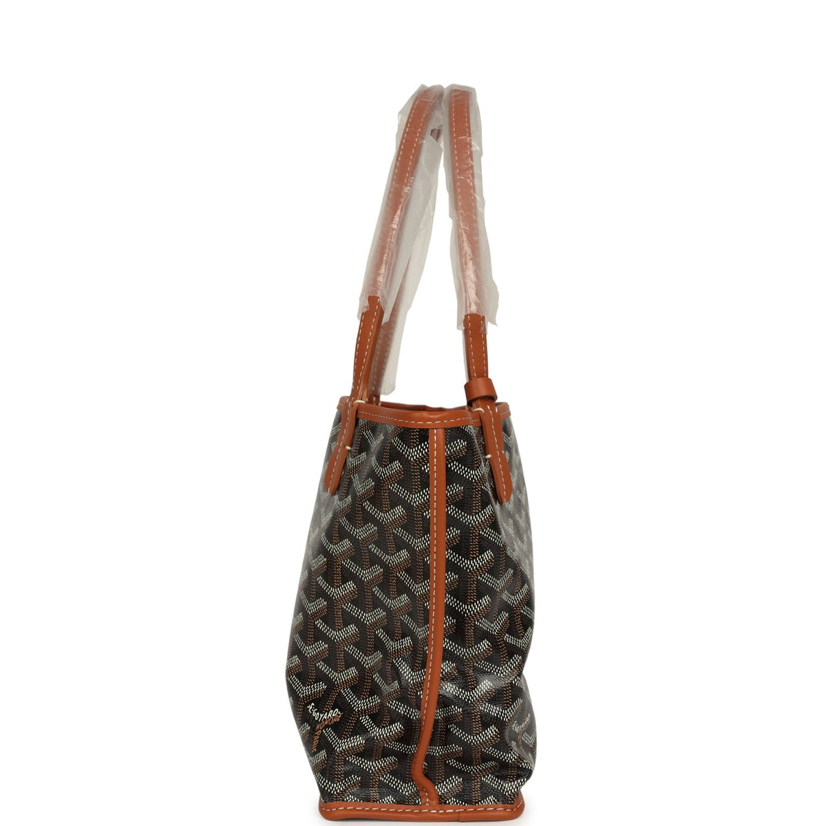 Goyard Goyardine Black, Brown Anjou Mini Tote Palladium Hardware