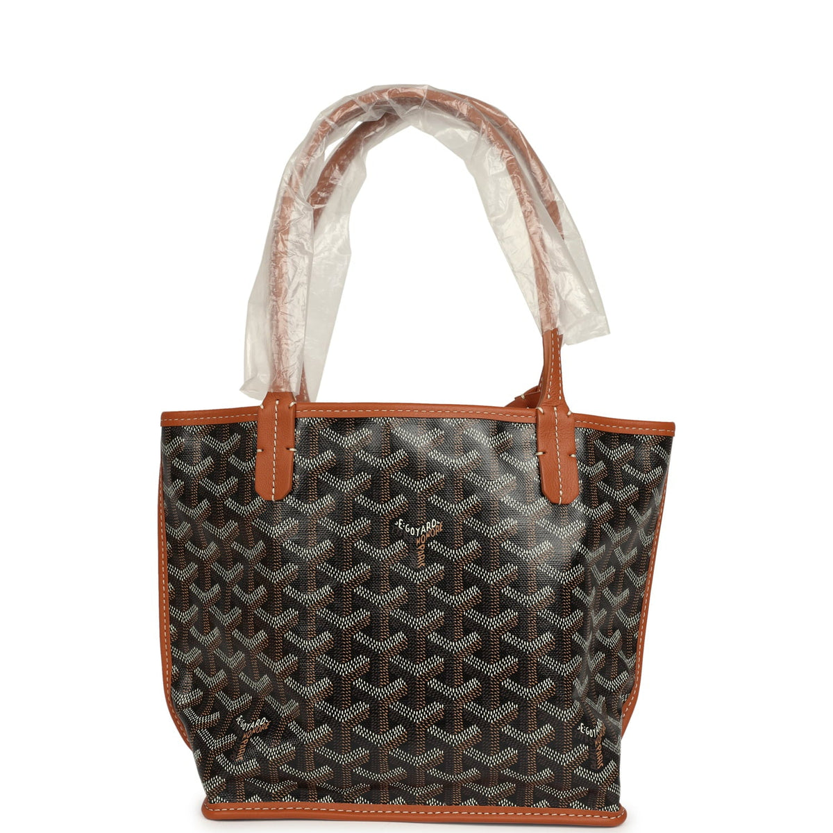 Goyard Goyardine Black, Brown Anjou Mini Tote Palladium Hardware