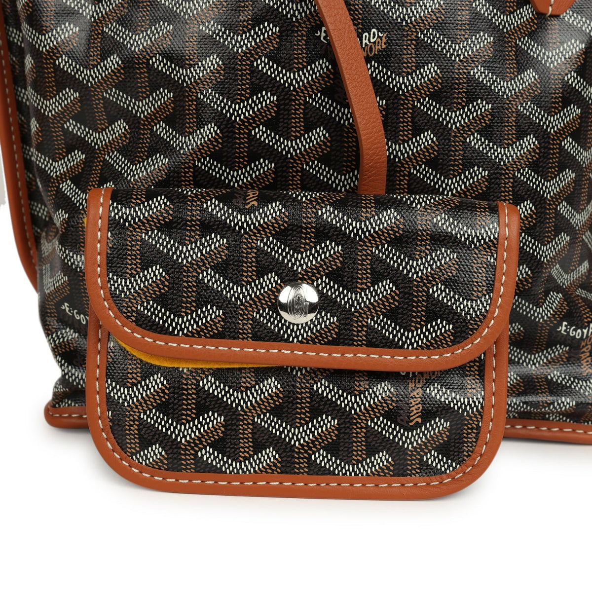 Goyard Goyardine Black, Brown Anjou Mini Tote Palladium Hardware