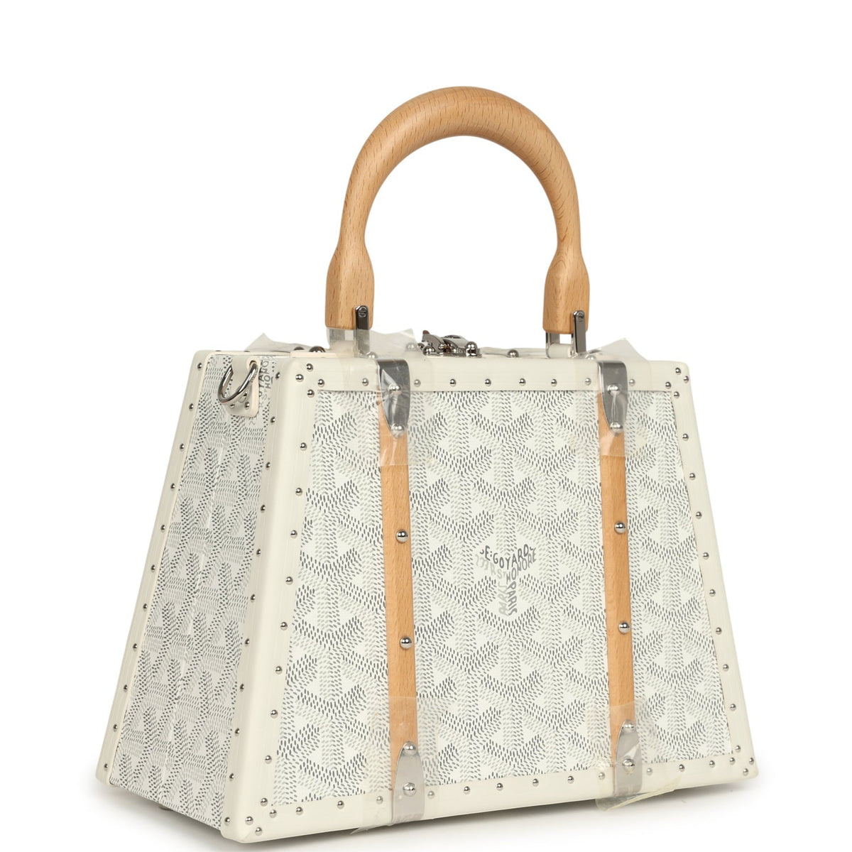 Goyard Goyardine Saigon Mini Trunk White Cervon Calfskin Palladium Hardware