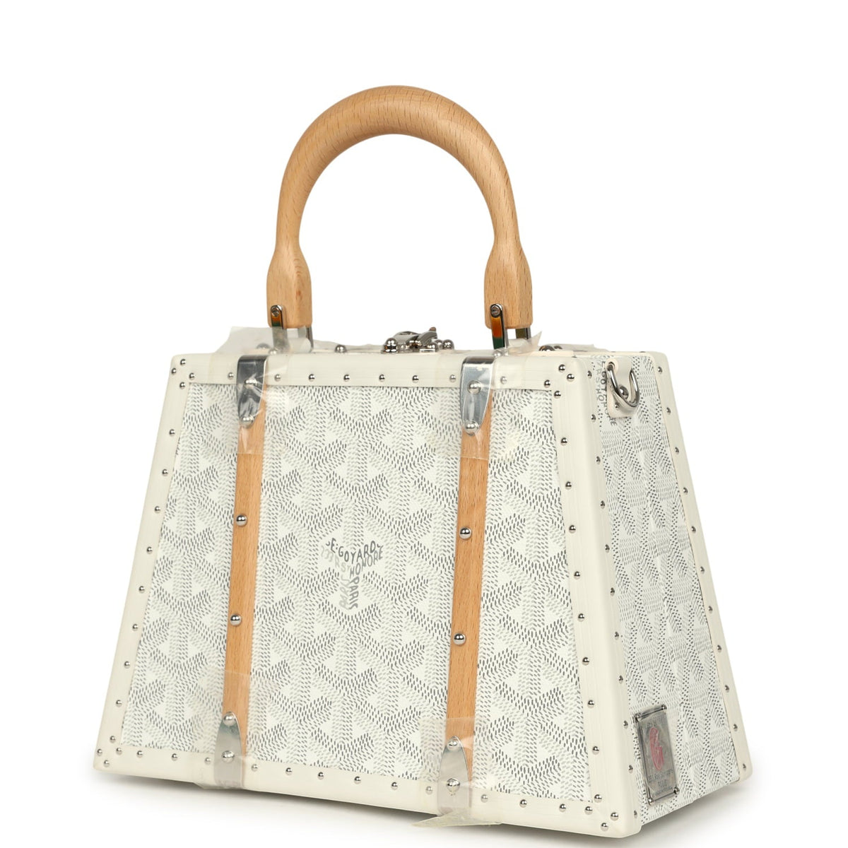 Goyard Goyardine Saigon Mini Trunk White Cervon Calfskin Palladium Hardware