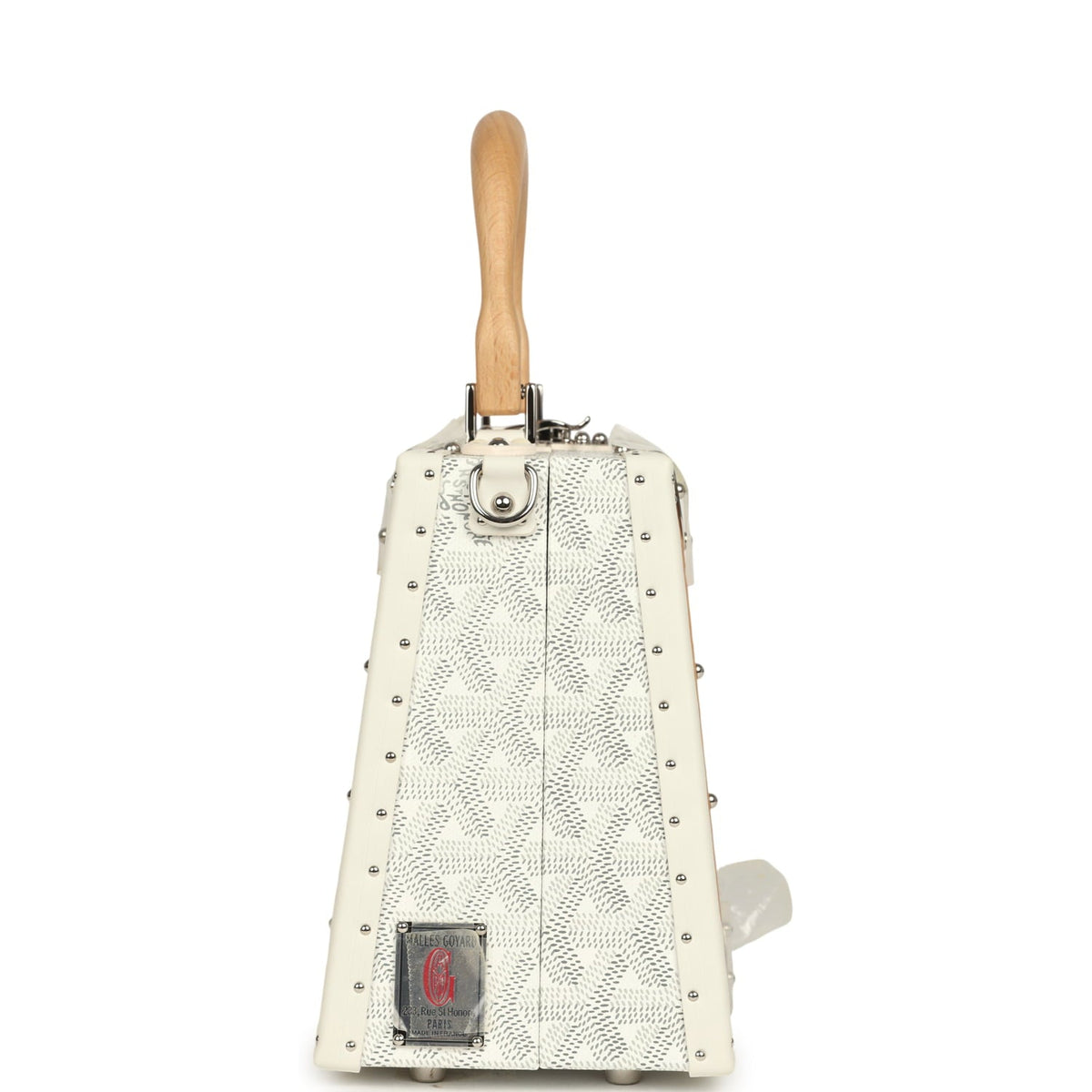 Goyard Goyardine Saigon Mini Trunk White Cervon Calfskin Palladium Hardware