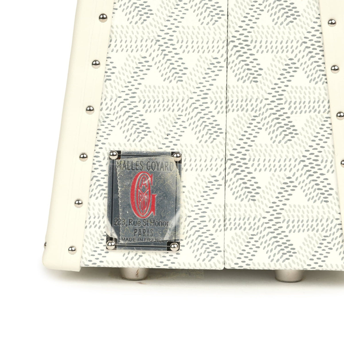 Goyard Goyardine Saigon Mini Trunk White Cervon Calfskin Palladium Hardware