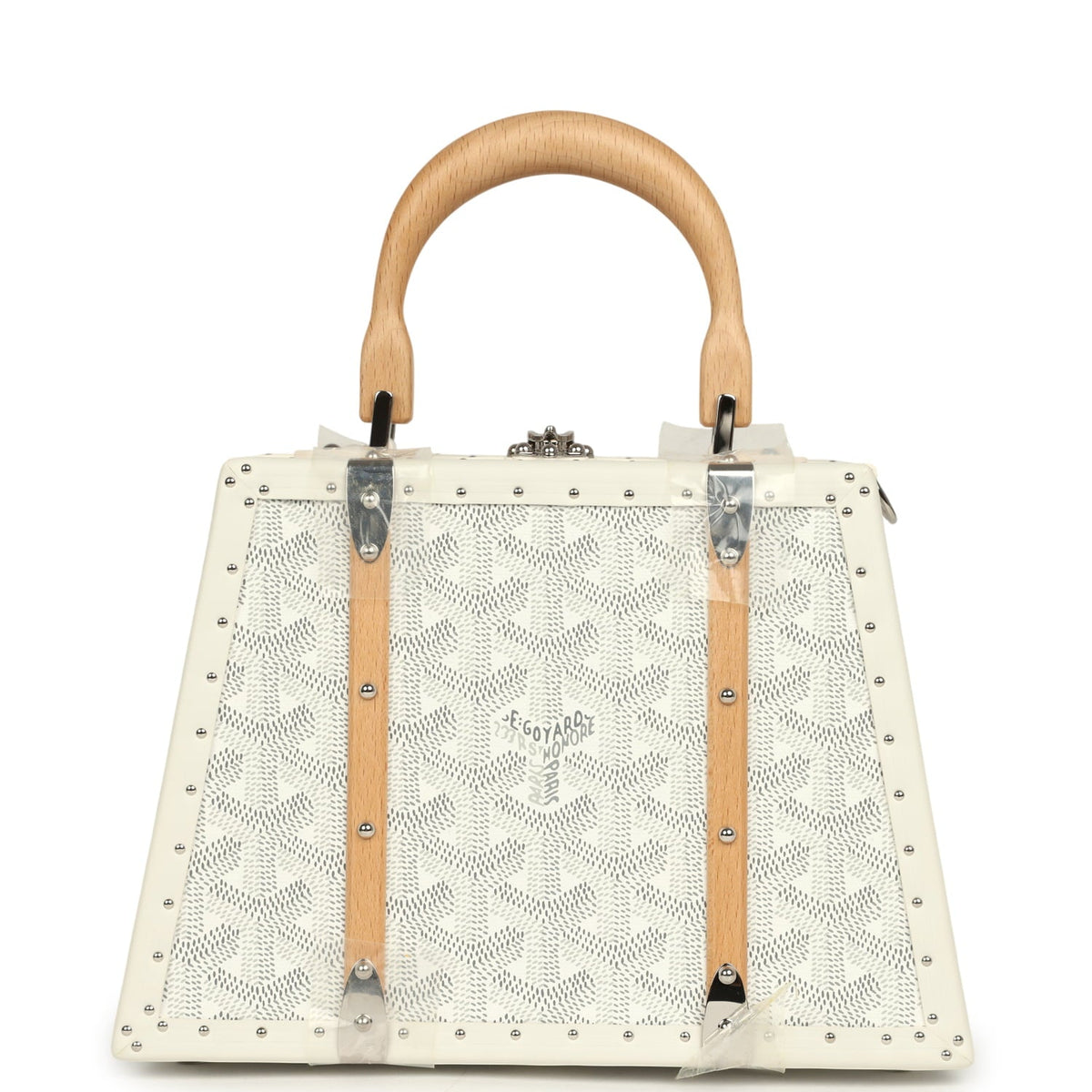 Goyard Goyardine Saigon Mini Trunk White Cervon Calfskin Palladium Hardware
