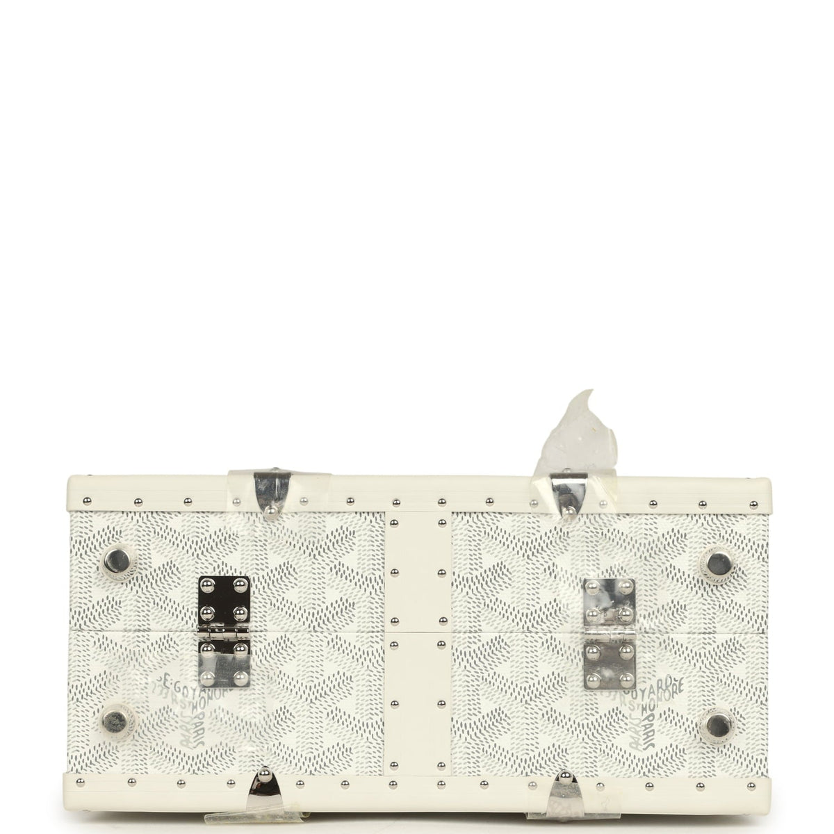 Goyard Goyardine Saigon Mini Trunk White Cervon Calfskin Palladium Hardware