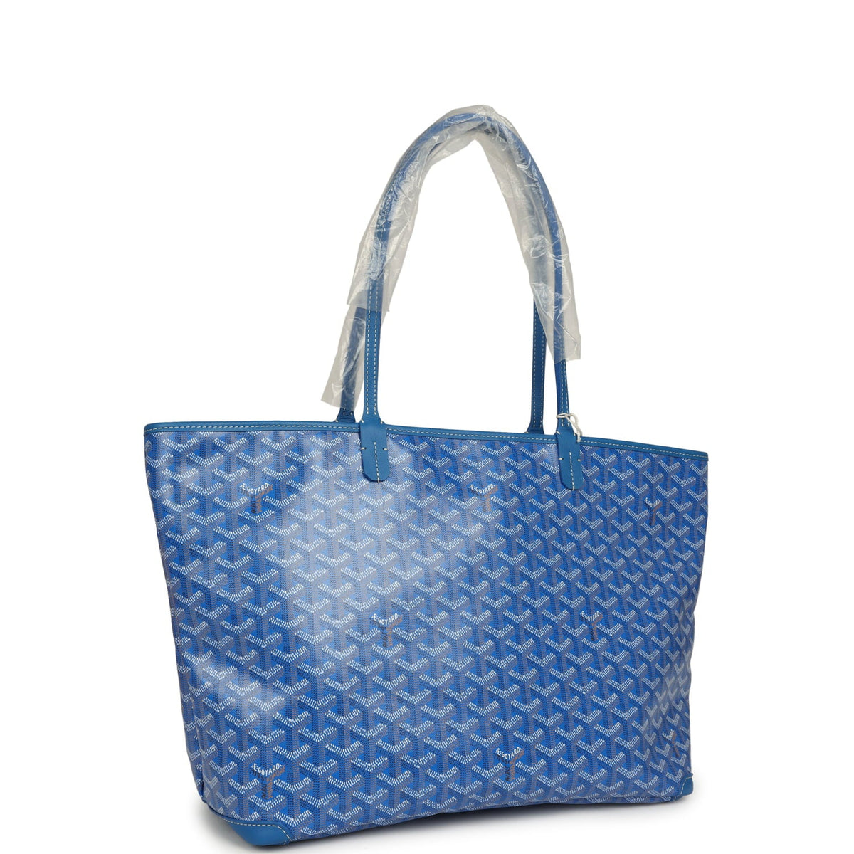 Goyard Goyardine Canvas Sky Blue Artois MM Tote Palladium Hardware