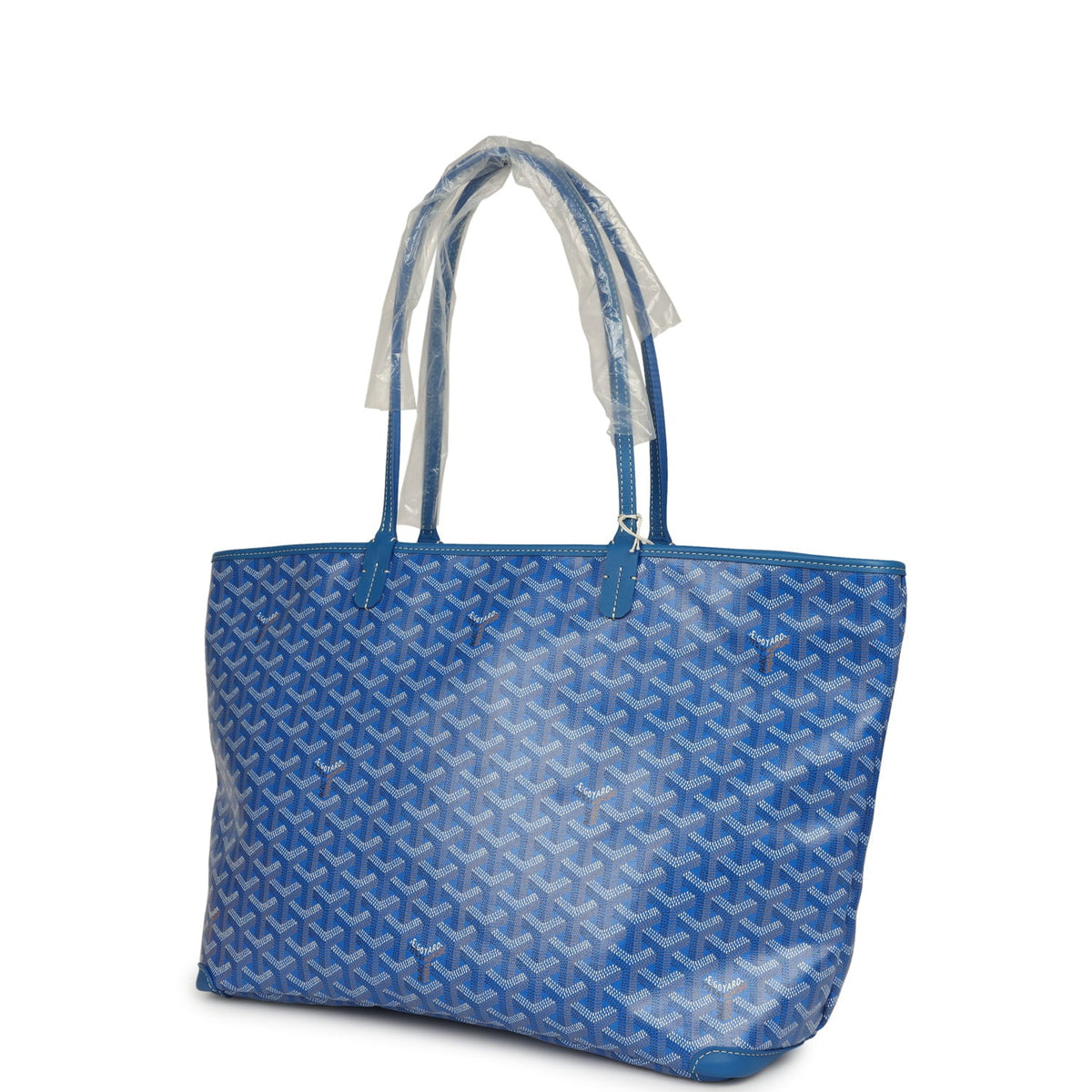 Goyard Goyardine Canvas Sky Blue Artois MM Tote Palladium Hardware