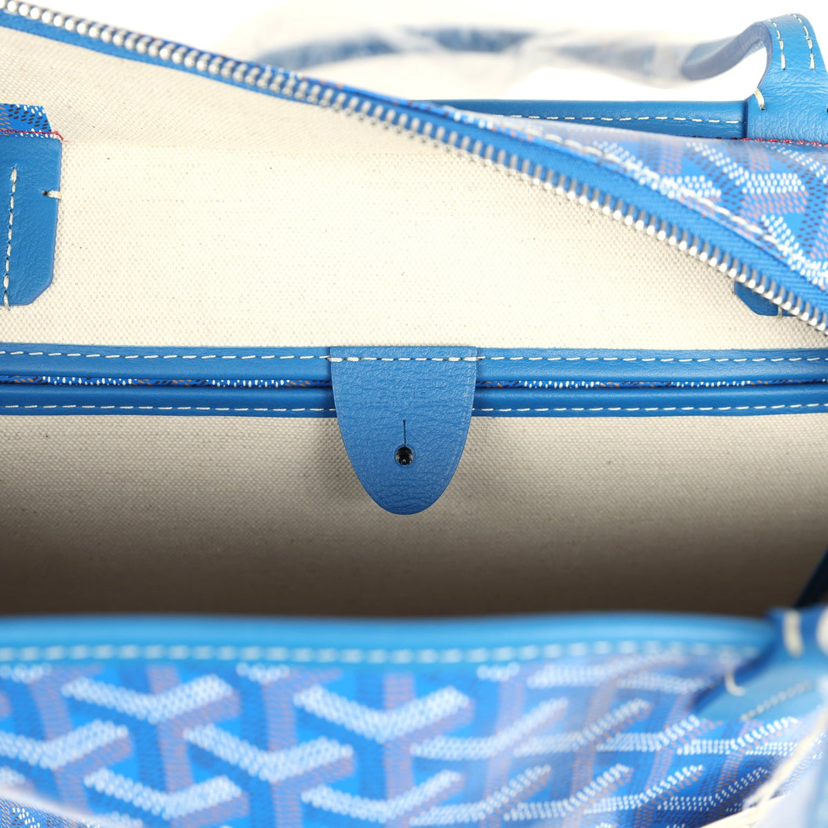 Goyard Goyardine Canvas Sky Blue Artois MM Tote Palladium Hardware