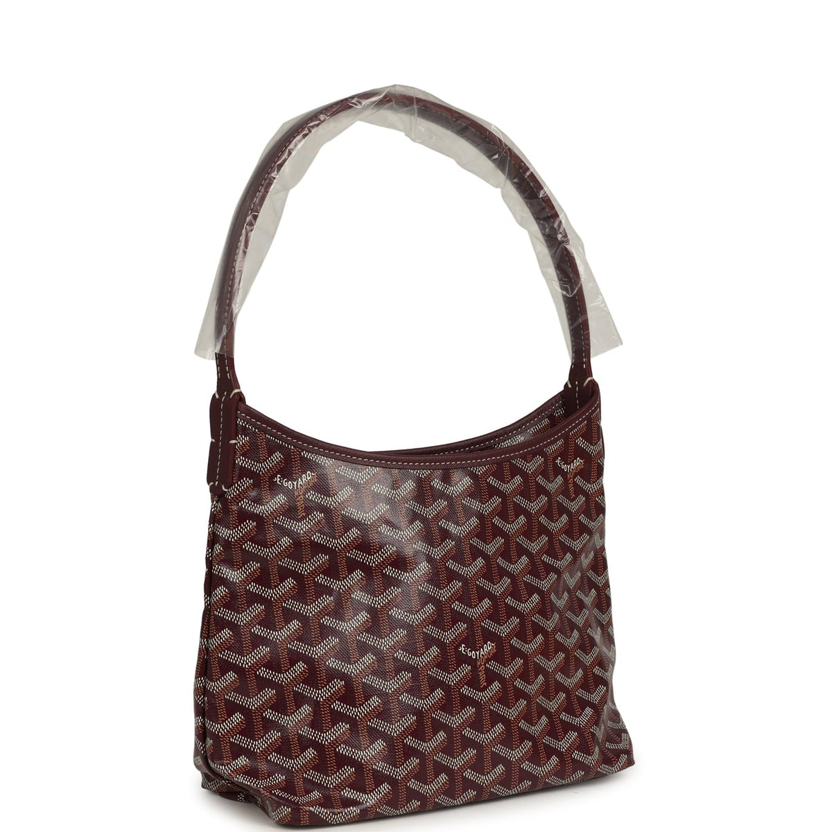 Goyard Goyardine Burgundy Boheme Mini Hobo Bag Palladium Hardware