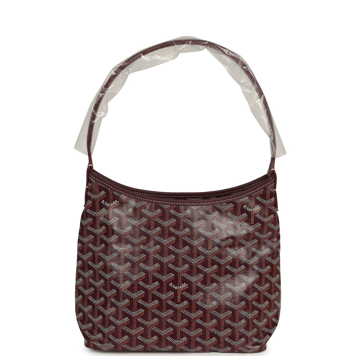 Goyard Goyardine Burgundy Boheme Mini Hobo Bag Palladium Hardware