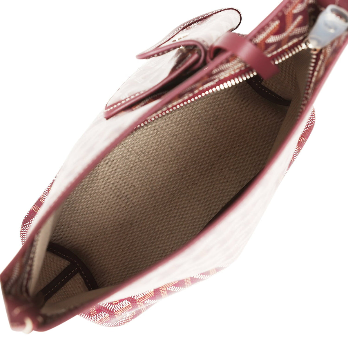 Goyard Goyardine Burgundy Boheme Mini Hobo Bag Palladium Hardware
