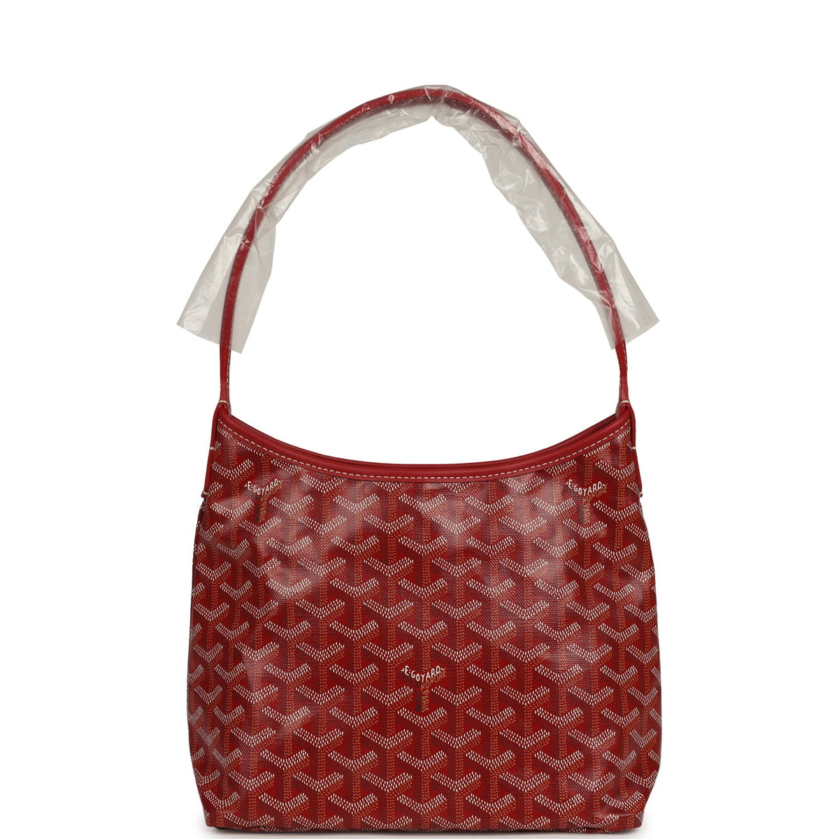 Goyard Goyardine Red Boheme Mini Hobo Bag Palladium Hardware