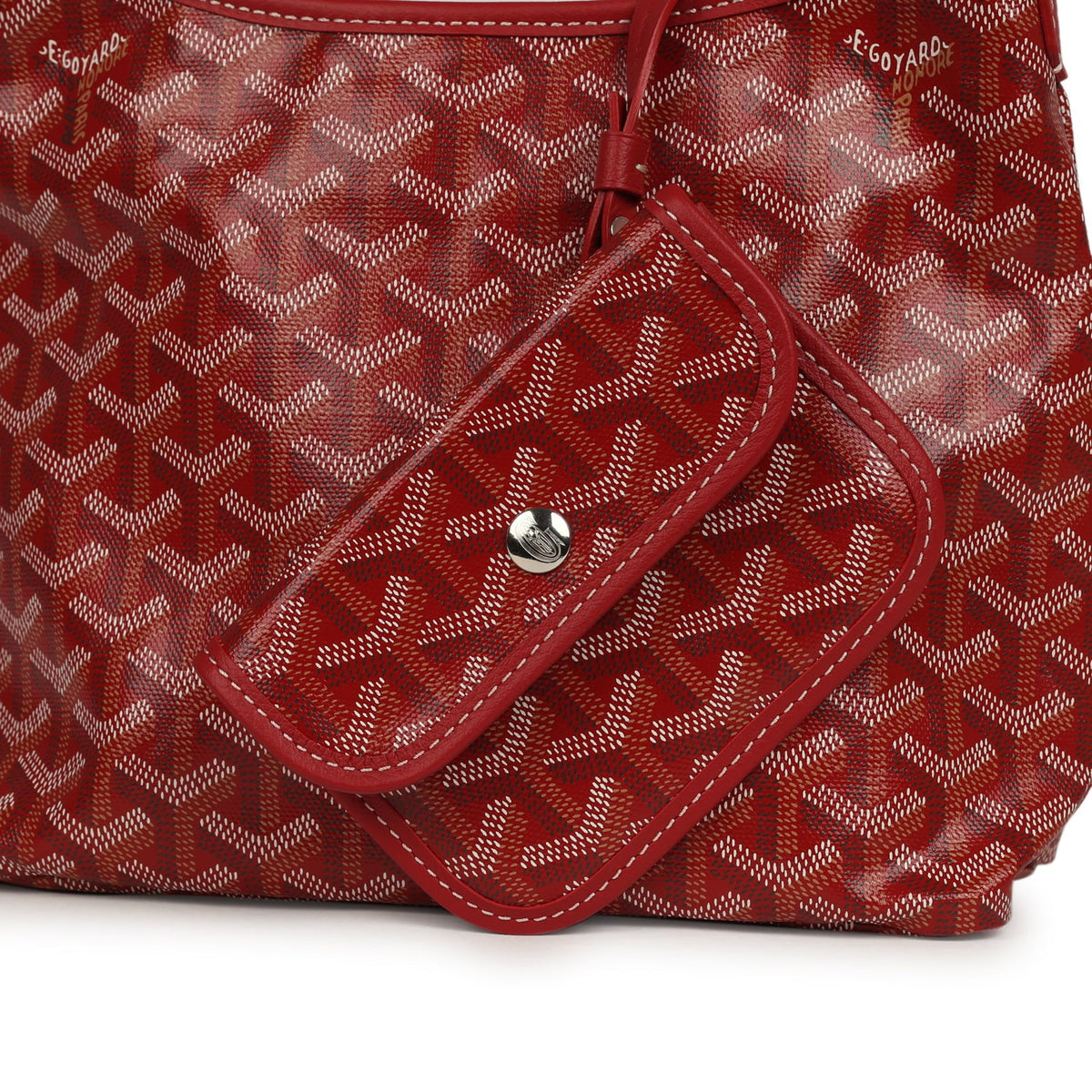 Goyard Goyardine Red Boheme Mini Hobo Bag Palladium Hardware