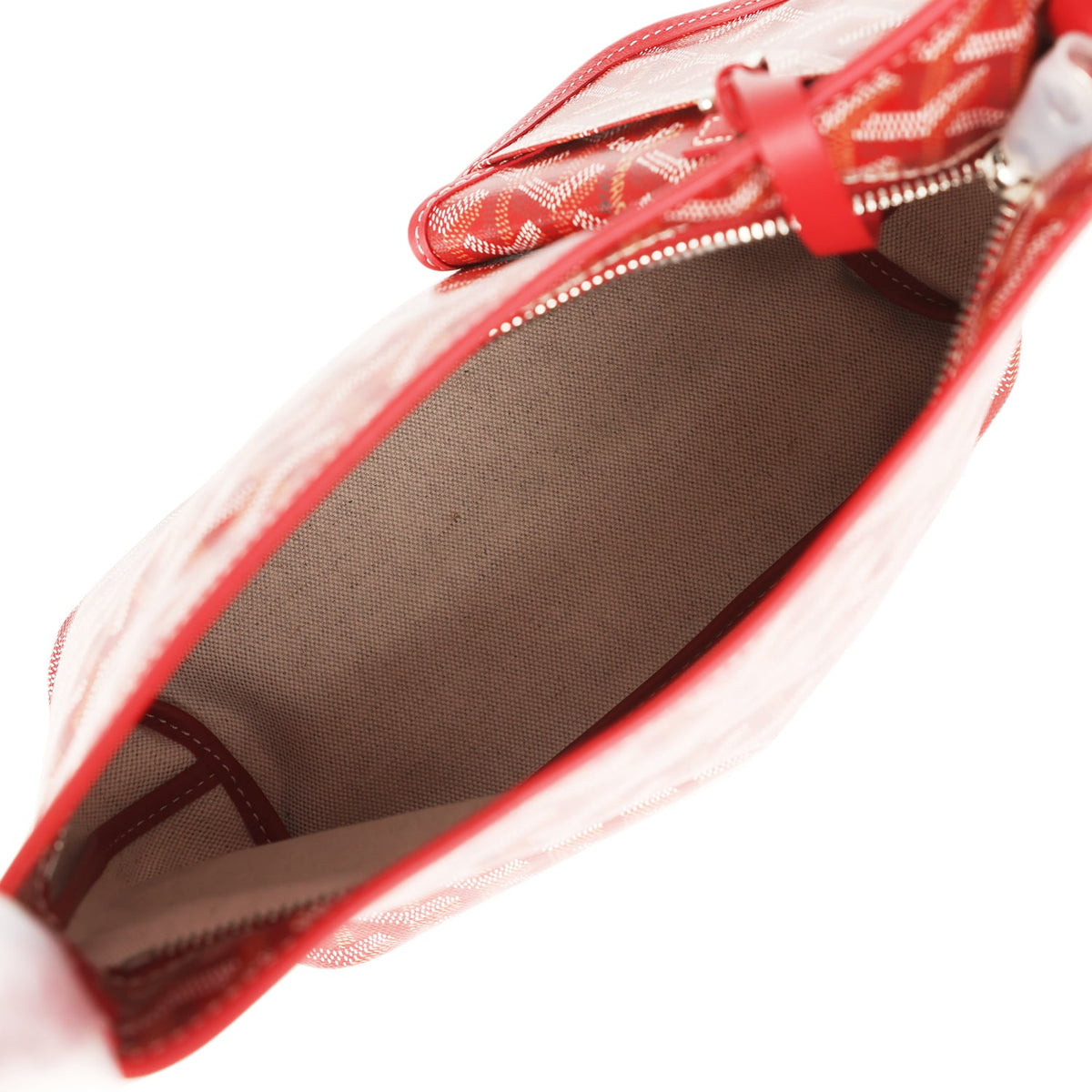 Goyard Goyardine Red Boheme Mini Hobo Bag Palladium Hardware