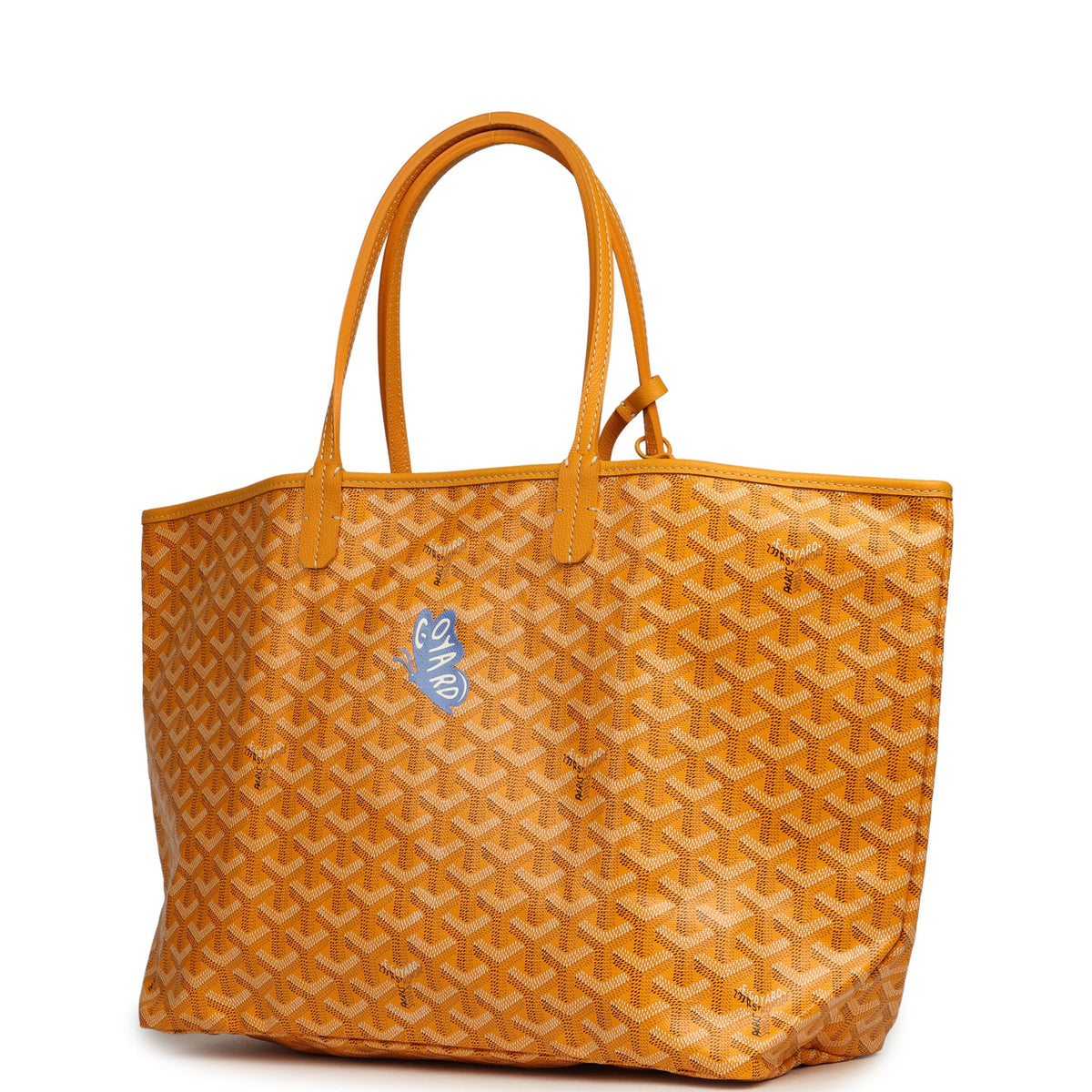 Goyard Goyardine Yellow Hand Painted "Butterfly" Saint Louis PM Tote Palladium Hardware