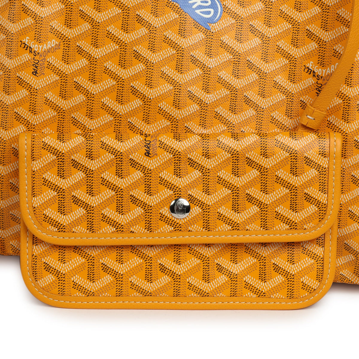 Goyard Goyardine Yellow Hand Painted "Butterfly" Saint Louis PM Tote Palladium Hardware