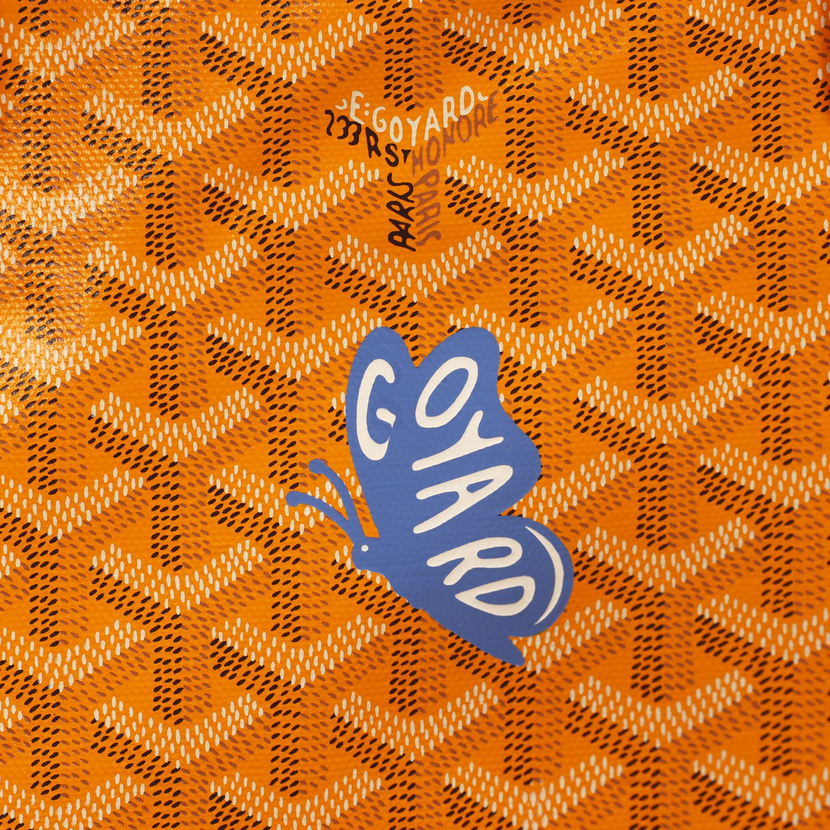 Goyard Goyardine Yellow Hand Painted "Butterfly" Saint Louis PM Tote Palladium Hardware