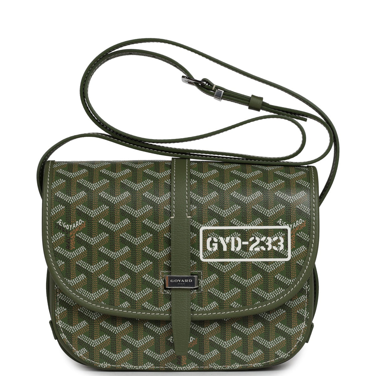 Goyard Goyardine Khaki Belvedere PM Palladium Hardware