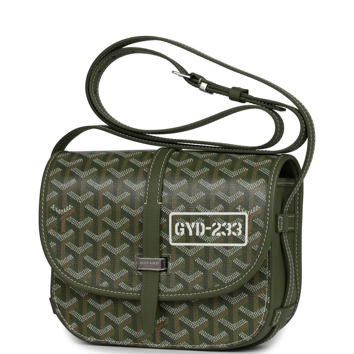 Goyard Goyardine Khaki Belvedere PM Palladium Hardware