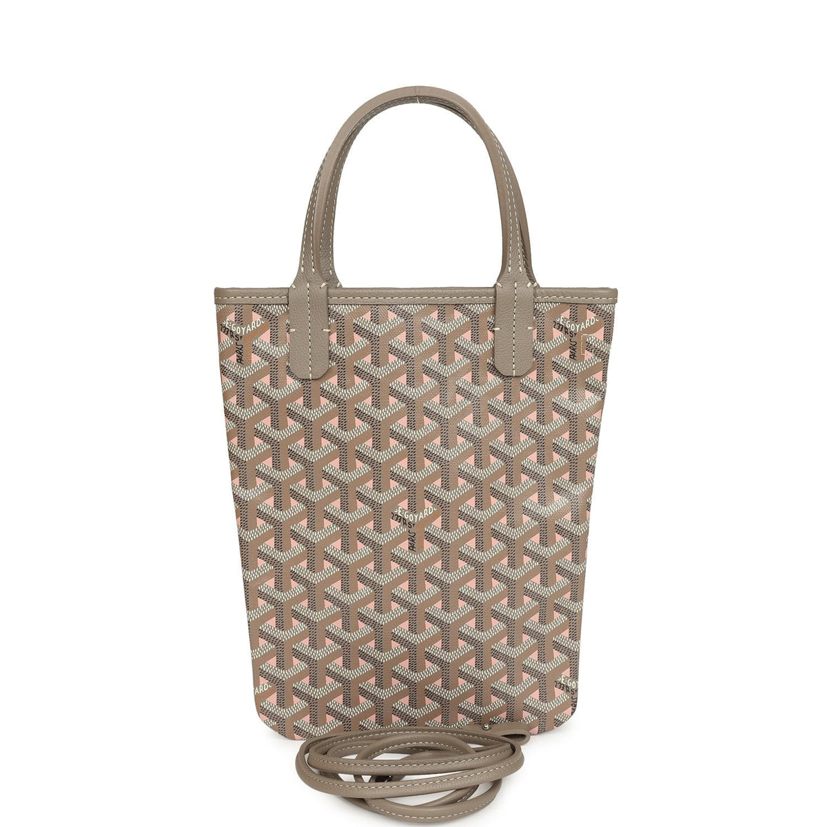 Goyard Goyardine Greige and Pink Poitiers Claire-Voie Mini Tote Bag Palladium Hardware