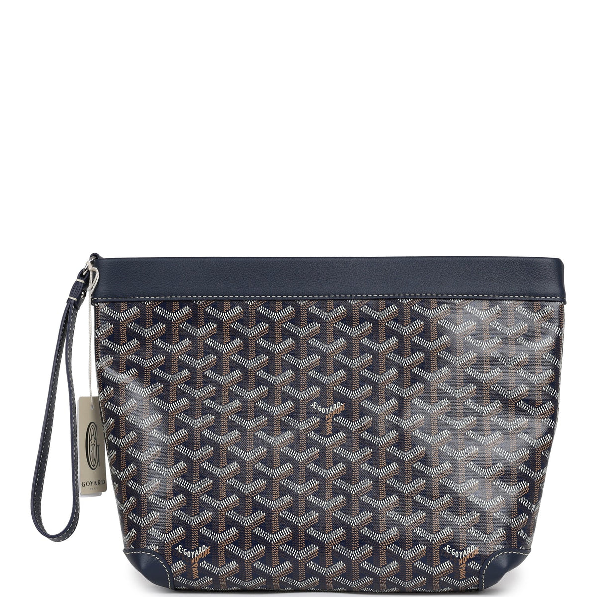Goyard Goyardine Canvas Navy Blue Conti Pouch Palladium Hardware