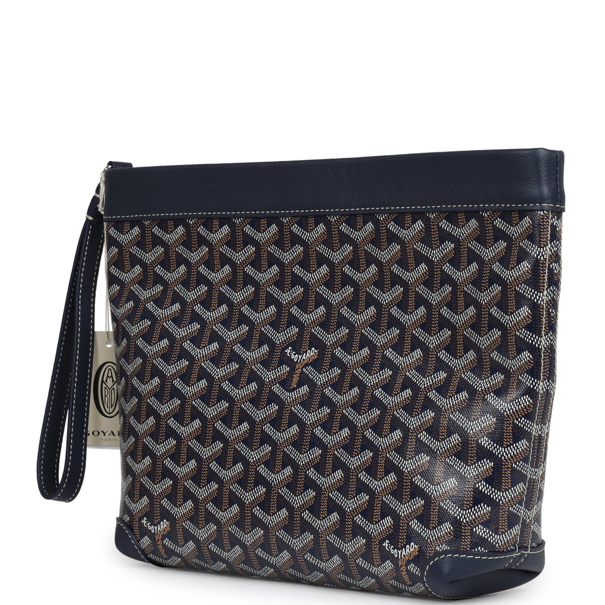 Goyard Goyardine Canvas Navy Blue Conti Pouch Palladium Hardware