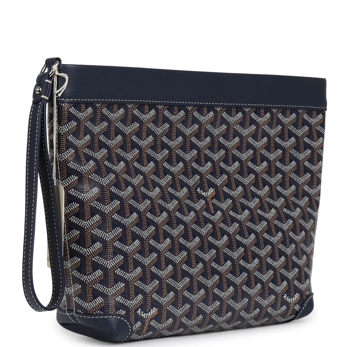 Goyard Goyardine Canvas Navy Blue Conti Pouch Palladium Hardware